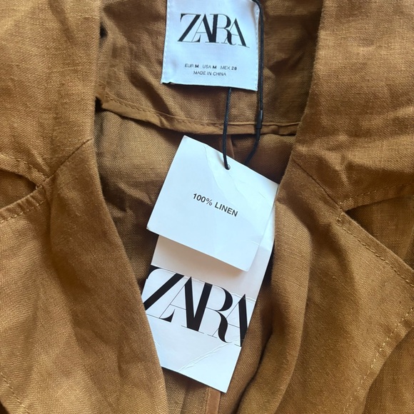 Zara Tan Double-Breasted Trench Coat Dress NWT - Picture 8 of 13